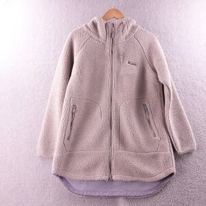 Columbia Sportswear Women's Fleece Hooded Long Jacket Beige XL Casual Comfort
